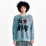 So What Hairy Knit Sweater Turquoise