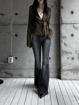 suede drape rider jacket (2color)