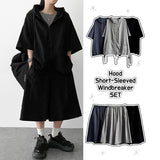 Shine Linkle Boxy Fit String Short-Sleeved Hooded Zip-Up Jumper