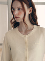 CASHMERE BLENDED BASIC CARDIGAN LEMON