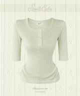 [MADE] Cotton Eyelet Button Top - 3/4 (6color)