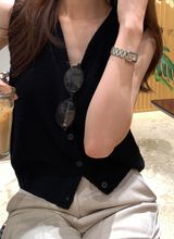 Rear V-neck Sleeveless Knit / 3 colors