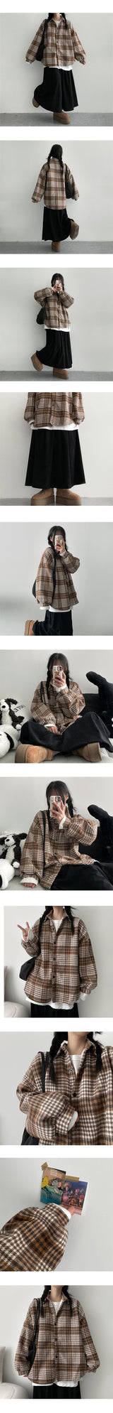 Boxy checkered shirt jacket