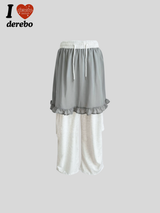 シフォンラップレイヤードバンディングパンツ
