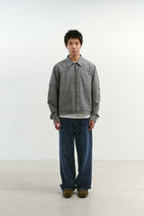 ルーズストレートバイカーデニムパンツ (Washed Navy)