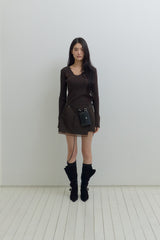 [MADE] Organza Layered Mini Skirt (dark brown)
