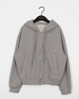 Heating Rivet Pocket Two Way Sweat Hoodie Zip-Up
