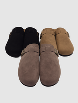 Boston Suede Buckle Slides (3c)