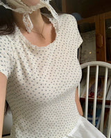 [MADE] Tan-yi, lace flower short-sleeved T-shirt