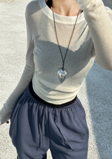 [SOFT-FIT] シースルーレイヤードスリムフィットニット - 2 COLOR