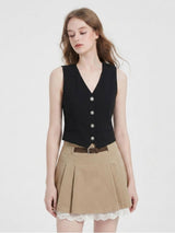 [PRE-FALL] Dana Vintage Button Tailored Vest Black