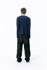 SIGNATURE LOGO WAFFLE L/S TEE (NAVY)