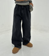 (UNISEX/ S-3XL) BALLOON DARK BLUE WIDE HAREM UNISEX PANTS