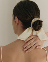 26SS★ Ribbon Tail Embroidery Hair Scrunchie