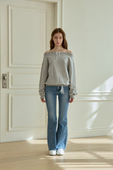 KNOT OFF-SHOULDER SWEATSHIRT