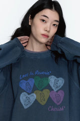 26FW★シェリッシュ ハート ラグラン ピグメント スウェットシャツ