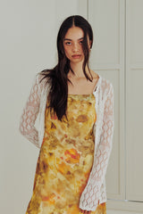 Sheer Flower Long Dress (YELLOW)