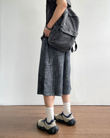 Patch Stripe Bermuda Denim Pants