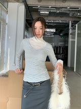 Mind V-neck Stripe Long Sleeve Span Tee