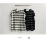 Beauven ストライプフーディドニットベスト