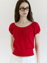 SKASHI RIBBON POINTED HALF KNIT RED
