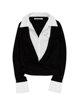 SHIRTS LAYERED TOP BLACK