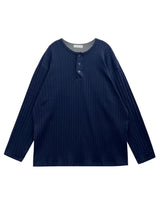 シンプルラインヘンリーネックロングスリーブ3C