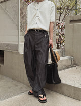 Paul Stripe Curved Slacks