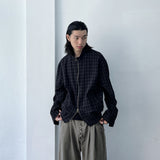 Dark Plaid Two-Way Zip Shirt