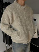 ASCLO Boucle Like Zip Up Cardigan (4color)