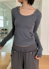 RIVET STRIPE HOOD TEE