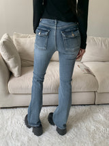 Serin Back Pocket Brush Slim Fit Low Bootcut Long Pants (2 colors)