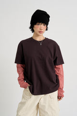 Two-tone stripe layered long sleeve