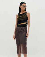 Mesh Layered Sleeveless _ BLACK