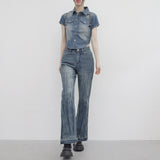 Pias denim cropped shirt