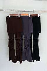 クルーシャーリングスカート レイヤードブーツカットパンツ