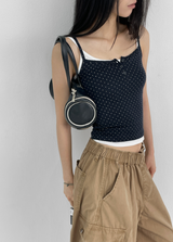 [MADE] Chori Henry Neck Dot Sleeveless (Built-in Cap)