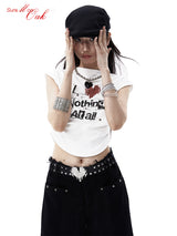 デザインセンススパイシーガールショートグラフィティプリントノースリーブTシャツ