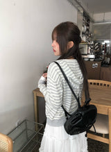 グルーパンチングストライプニットフードジップアップ
