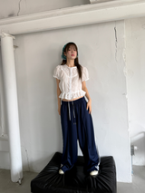pintuck wide track pants 