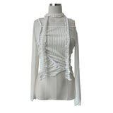 Western Unbalanced Off-Shirring Sheer Linen T & Scarf SET (3color)