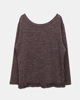 へリンストライプフリルロングスリーブTシャツ