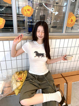 ダックスフント ラウンド スパンデックス Tシャツ