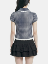 Eira Lace Check Blouse