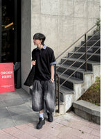 Levin Roll-Up Collar Henley Short Sleeve