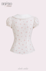 Peter Pan Floral Short-Sleeve Blouse 