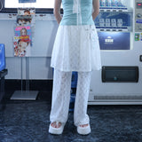 Sheer Star Skirt Pants - White