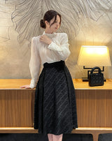 26SS★ Sotime Tassel Jacquard Flared Skirt