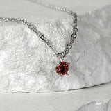 SV925-zirconia one point chain necklace_ICE ORANGE
