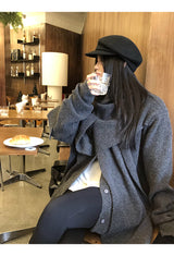 Cape Muffler Loose Fit Knit Cardigan